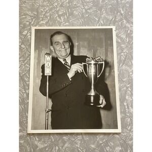 Vintage Edward Ozern WOR Radio Photo Man with Trophy Charms Candy 8x10 B&W